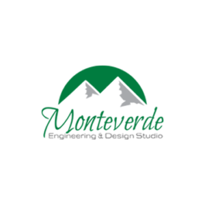 Monteverde Engineering & Design Studio logo with green mountains