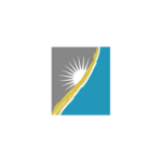 Logo depicting sun, beach, and water in a square.